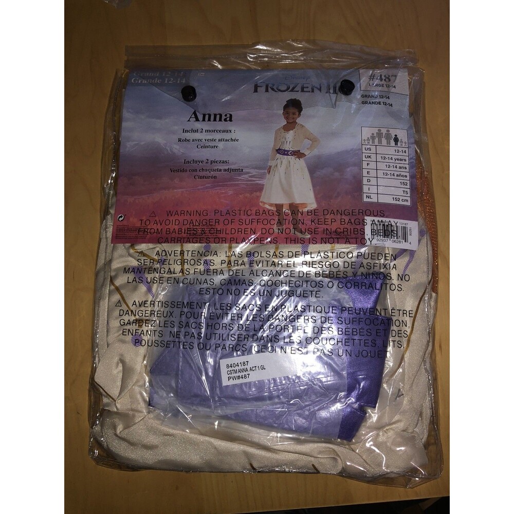 Disney Frozen II Anna Dress Halloween Costume Dress Size Large 12-14 Years NEW - Picture 3 of 9